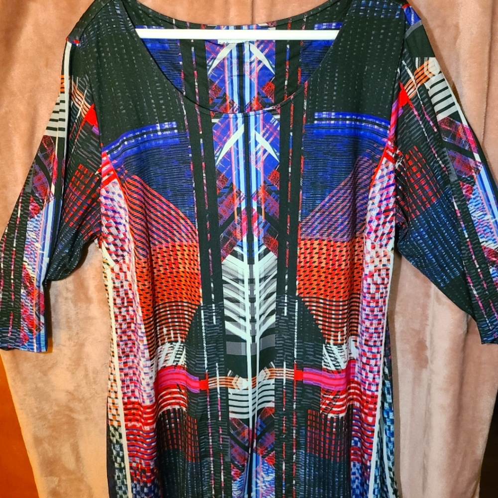 Triste pattern dress. A-line 3/4 sleeve